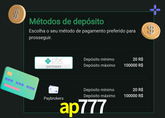 O cassino ap777 oferece uma grande variedade de métodos de pagamento